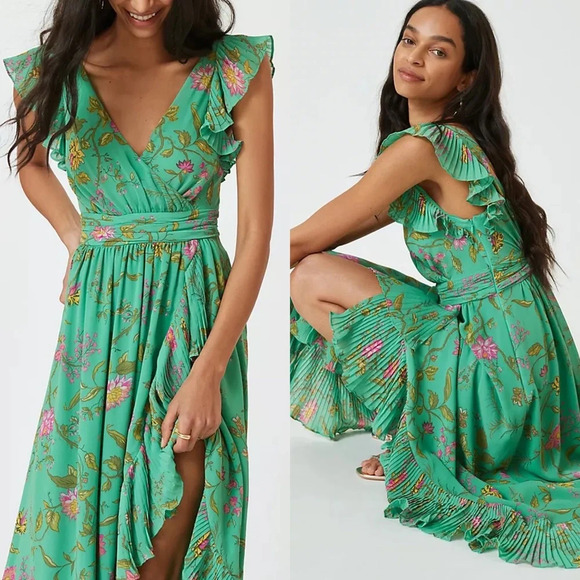 Anthropologie Ruffle-Sleeve Floral-Wrap Midi Dress - Picture 10 of 11